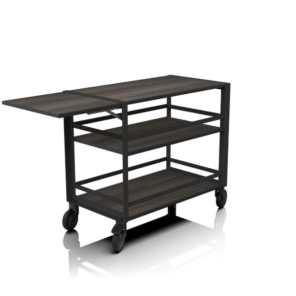 Industrial Trolley/Cart with folding shelf (wood) (L:54.25'' X W:19.75'')