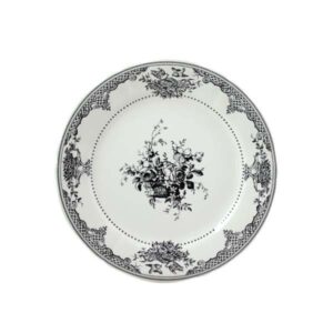 Les Depareillees Black Fleurs Dinner Plate (D:10.75'')