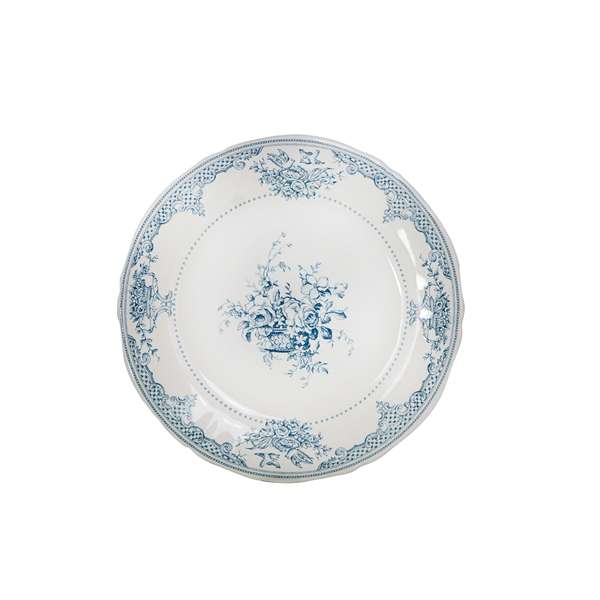 Les Depareilless Bleu Fleurs Dessert Dish (D:9.25'')